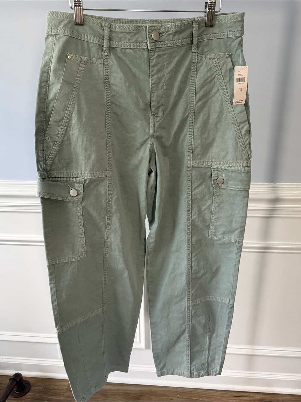 Anthropologie Cargo Pants Women's 10 Sage Olive Green Relaxed Cropped NWT NEW